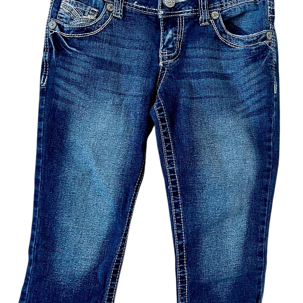 Amethyst Jeans capris Blue women’s size 5 Denim embellished pockets sequin 28x16 - Picture 11 of 13